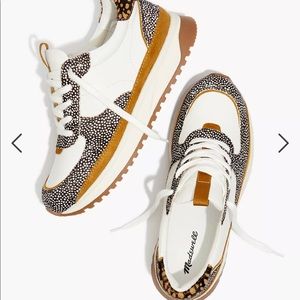 Madewell Kickoff Trainer Sneakers in Leather and Spot mix calf hair